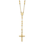 14k Diamond-cut 3mm Beaded Semi-solid Rosary Necklace
