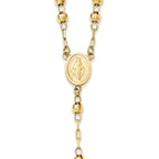 14K Gold Unisex Diamond-Cut Beaded Rosary Necklace 24-Inch
