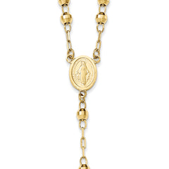 14K Gold Unisex Diamond-Cut Beaded Rosary Necklace 24-Inch - 24