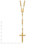 14K Gold Unisex Diamond-Cut Beaded Rosary Necklace 24-Inch