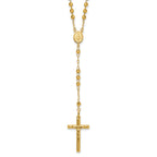 14k Diamond-cut 4mm Beaded Semi-solid Rosary 24 inch Necklace