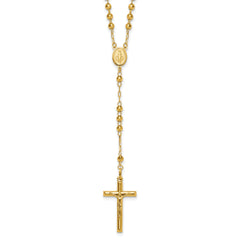 14k Diamond-cut 4mm Beaded Semi-solid Rosary 24 inch Necklace