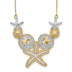 14k & Rhodium Diamond-cut Starfish and Sand Dollar Necklace