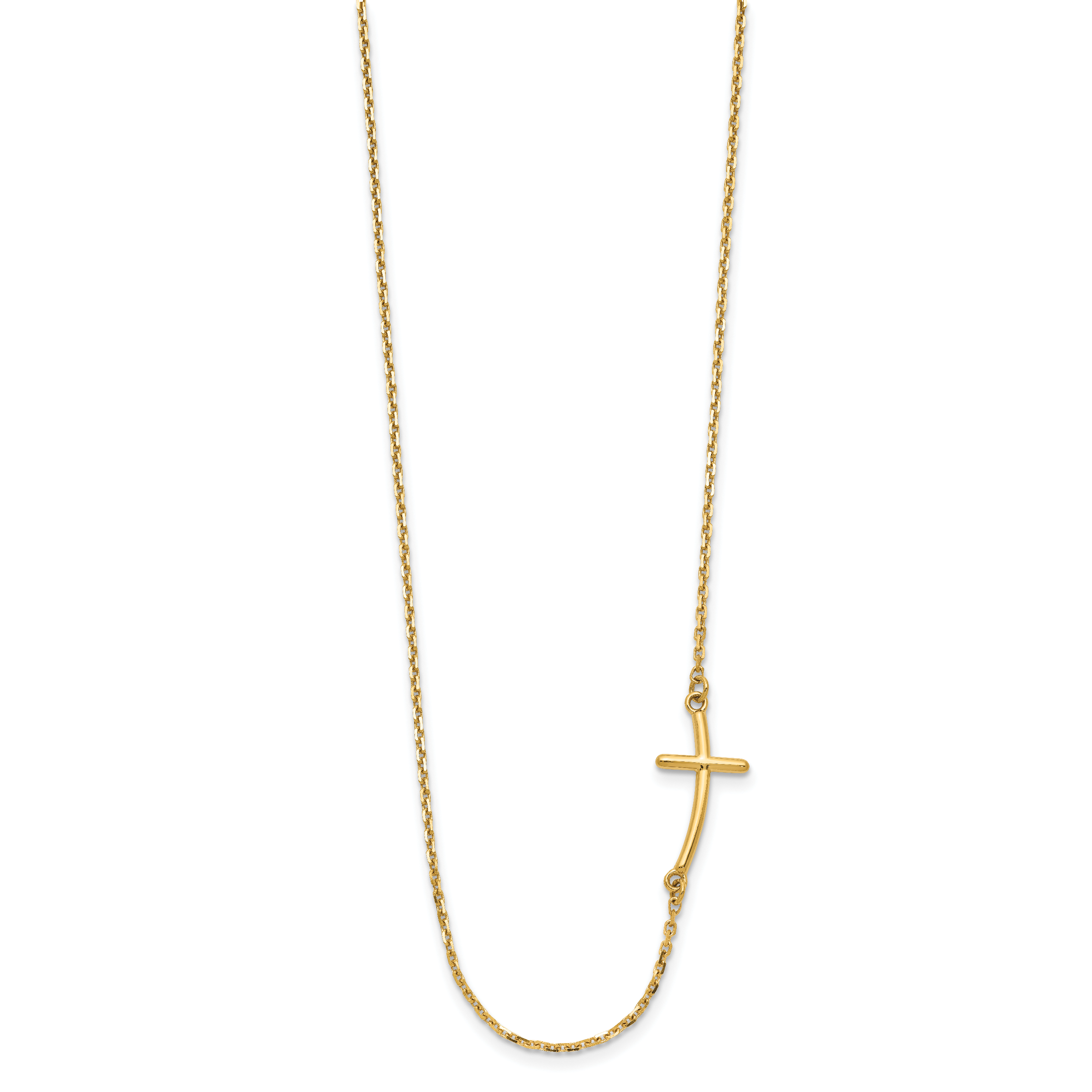 14k Small Sideways Curved Cross Necklace Secondary image