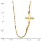 14k Large Sideways Curved Cross Necklace