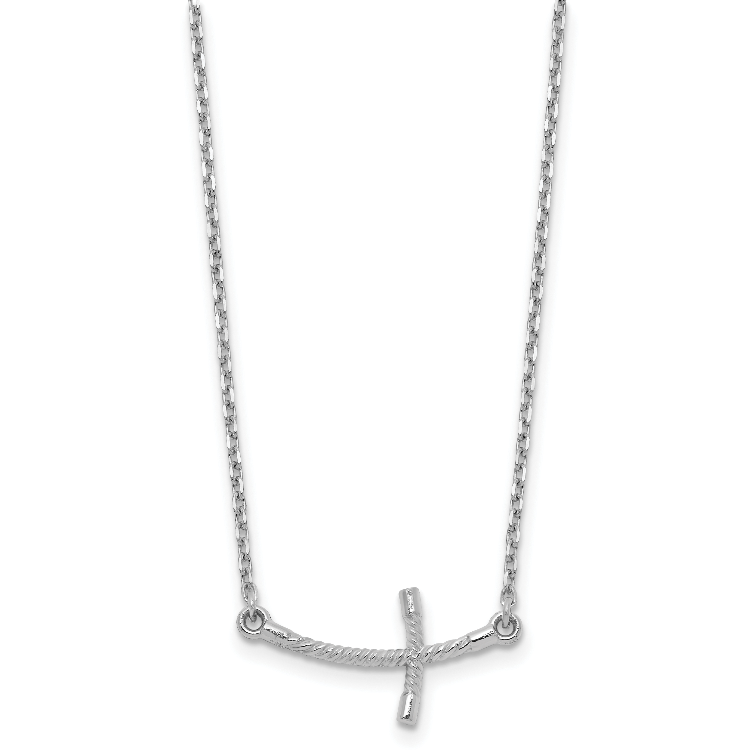 14k White Gold Small Sideways Curved Twist Cross Necklace Secondary image