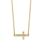 14k Sideways Cut-out Cross Necklace