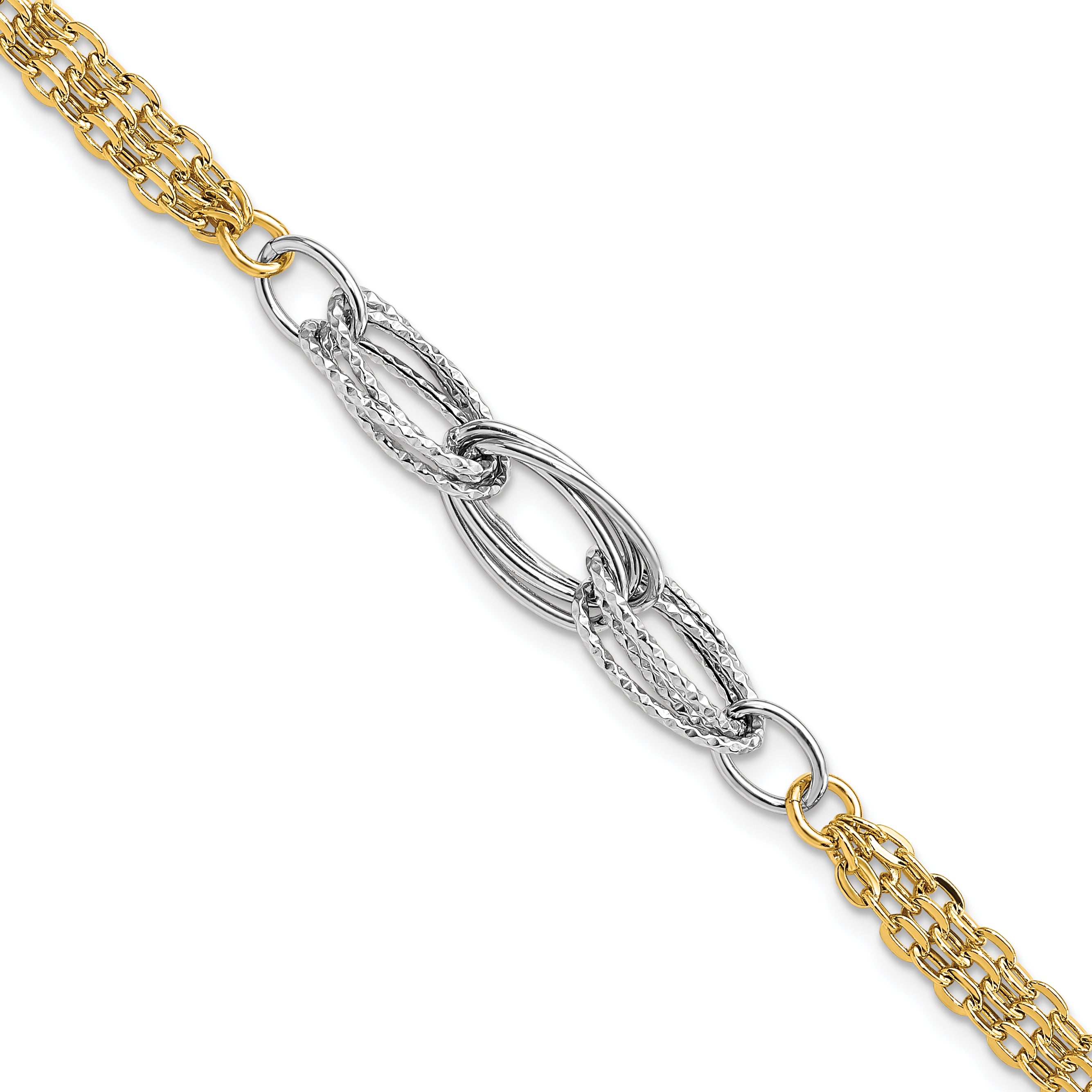14k Two-tone D/C & Polished 7.5in Fancy Link Bracelet Main image