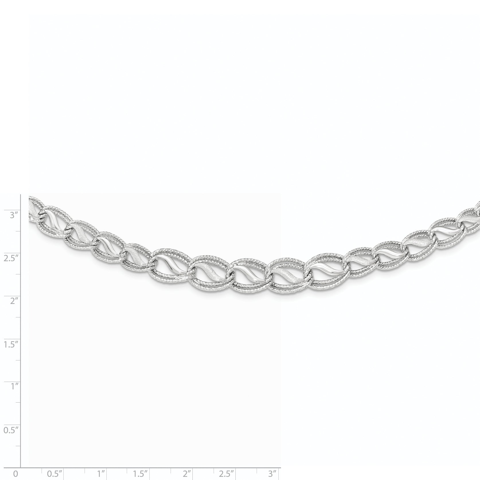 14K White Gold Diamond-Cut Necklace with Polished Rhodium Finish Secondary image