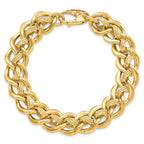 14k Polished and Textured Fancy Link Bracelet