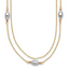 14K Tri Color 2 Strand w/Puff Beads w/2 IN Ext Necklace