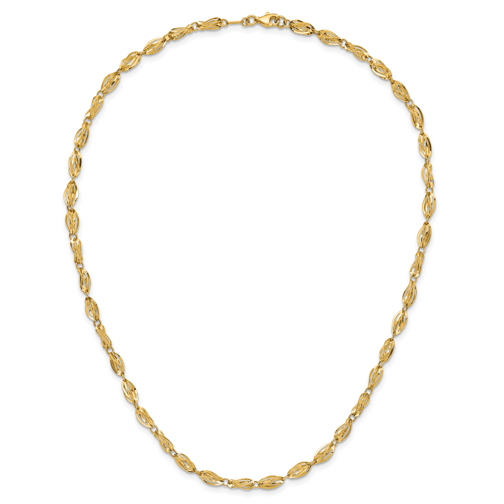 Sophia Jewelers 14K Gold Fancy Link Necklace Polished Elegant Design