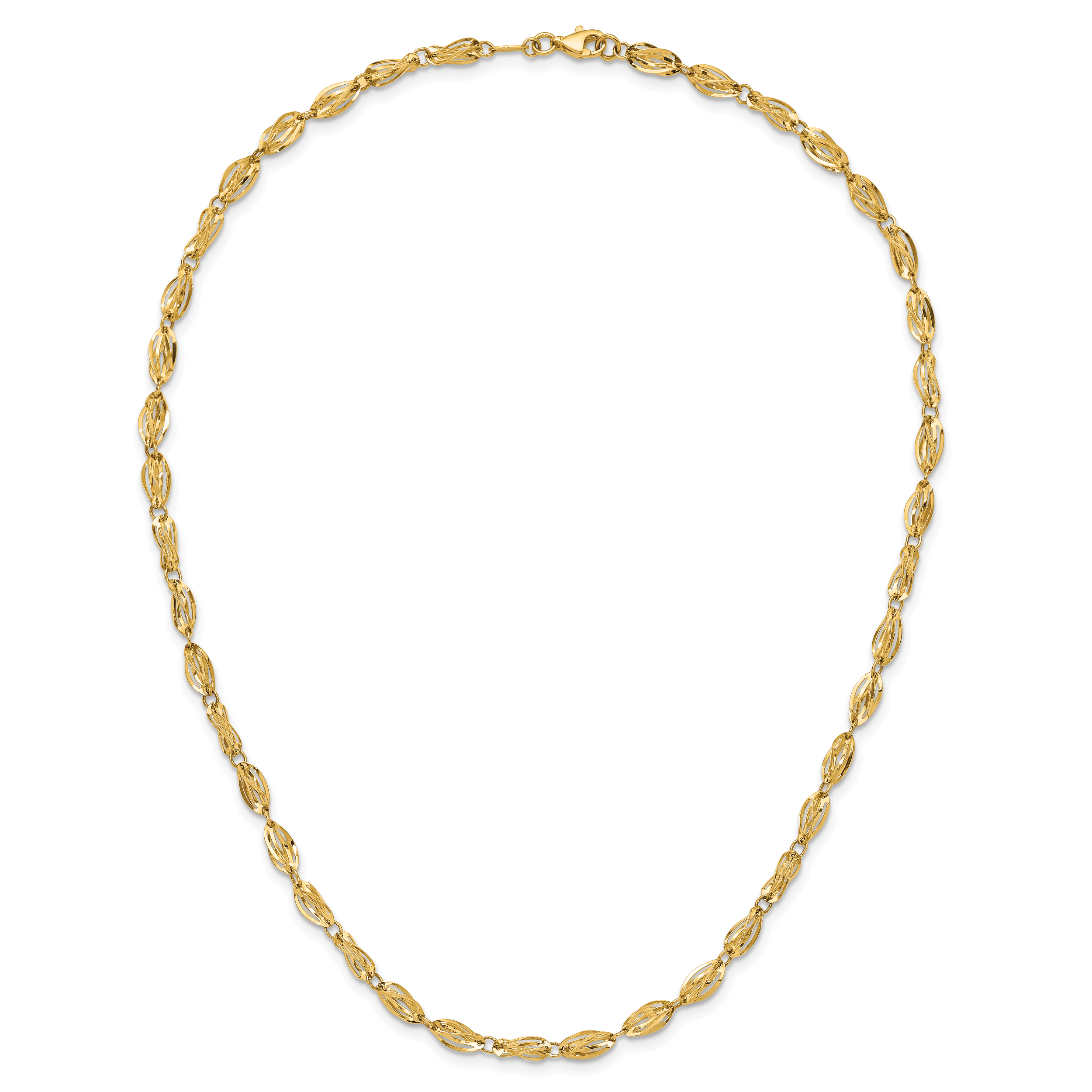 Sophia Jewelers 14K Gold Fancy Link Necklace Polished Elegant Design