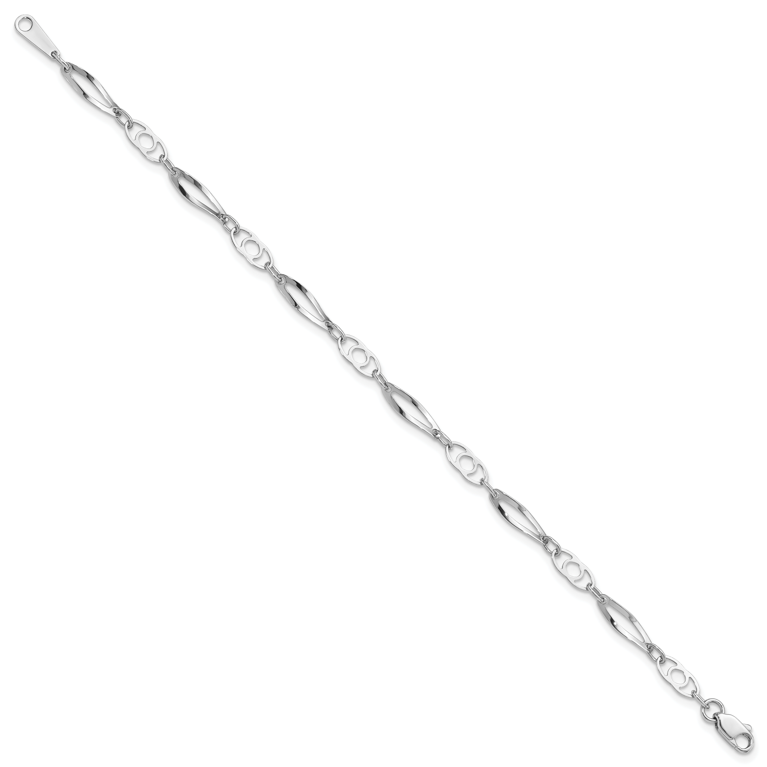 14k White Gold 7in Polished Fancy Link Bracelet Secondary image