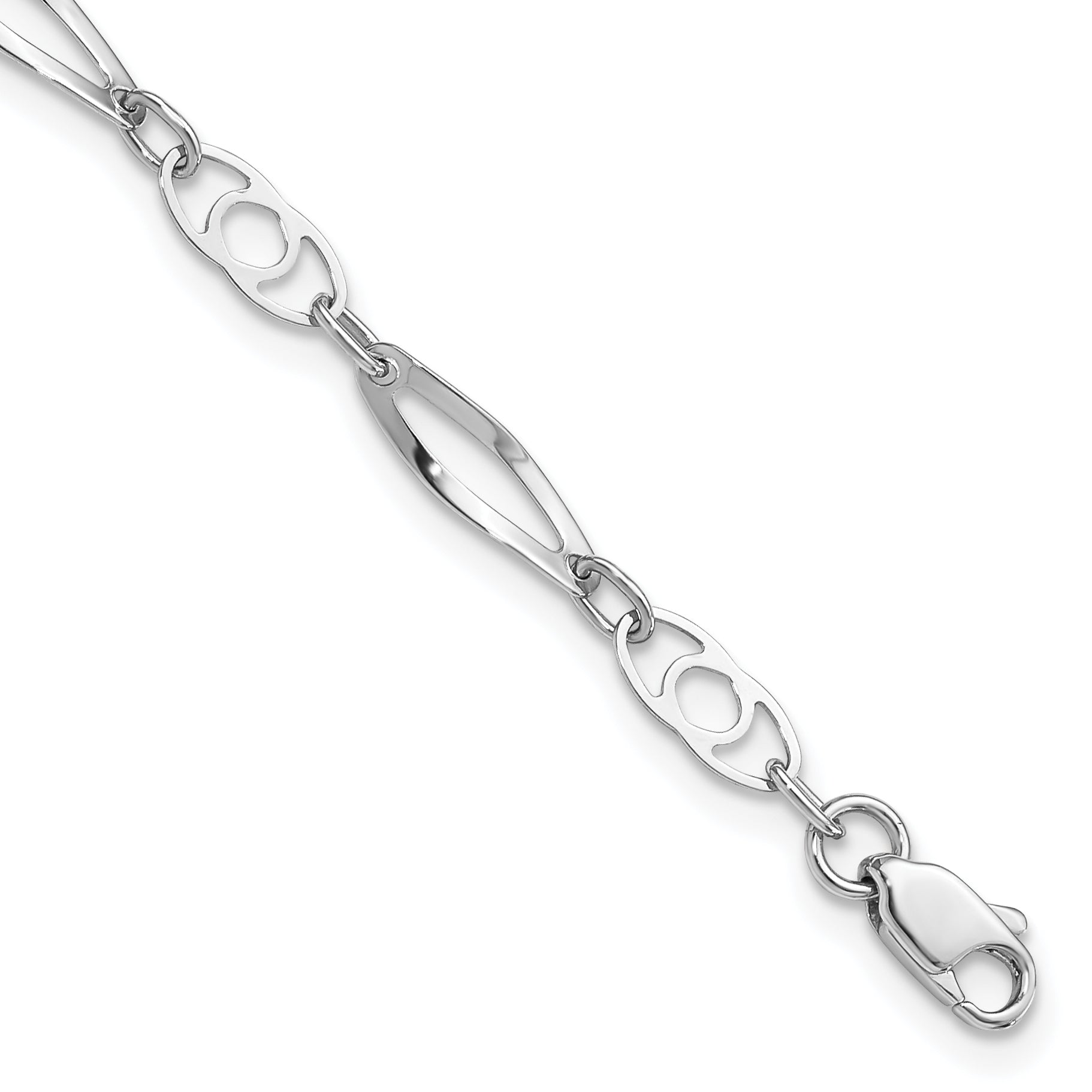 14k White Gold 7in Polished Fancy Link Bracelet Main image