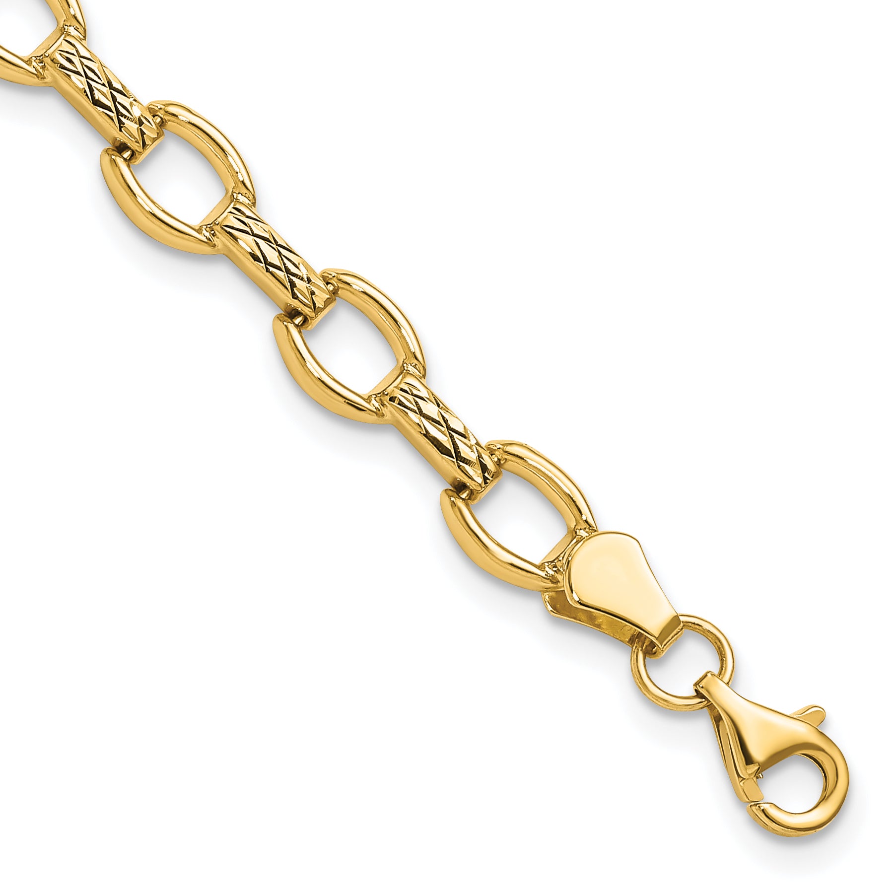 14k Diamond Cut Fancy Link Bracelet Main image