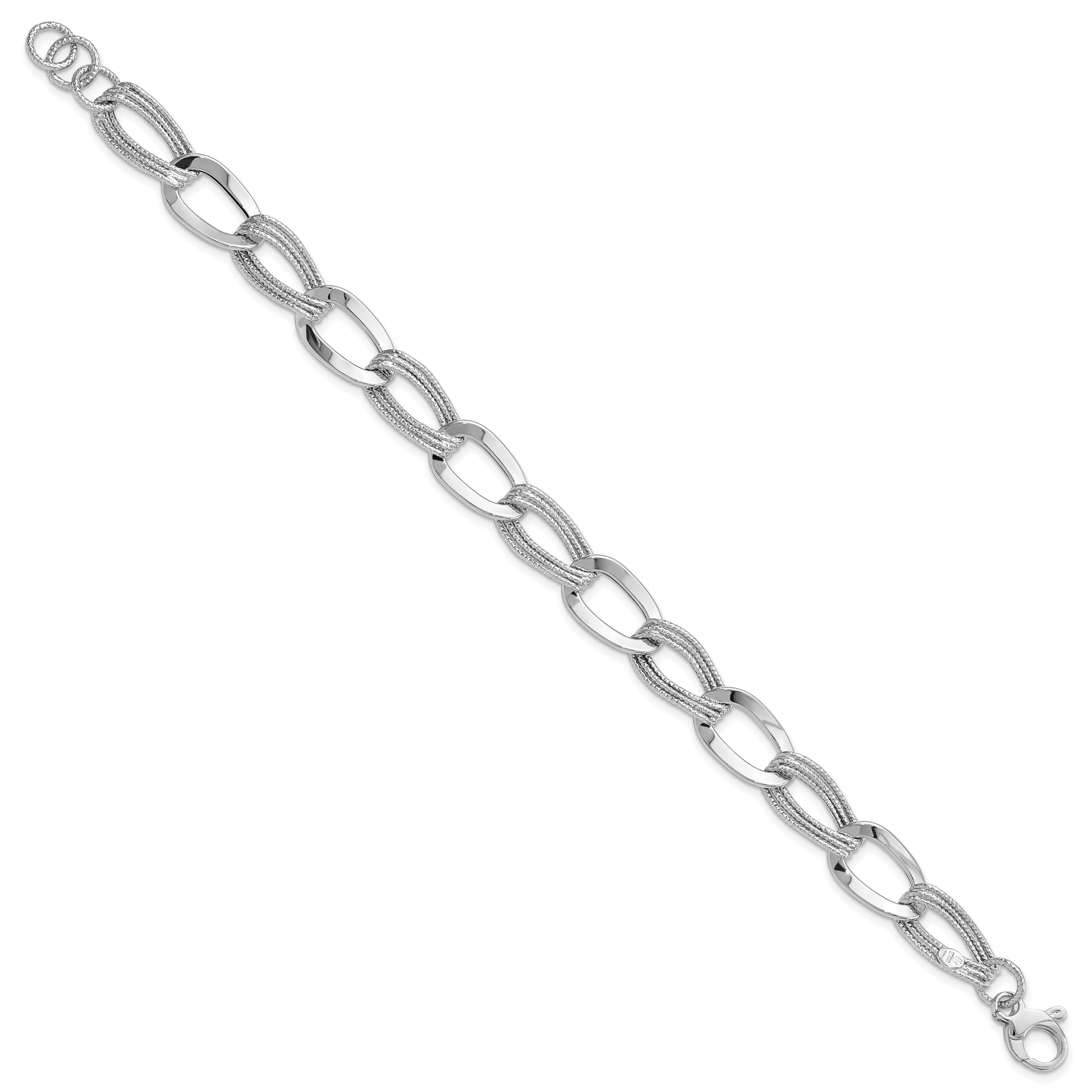 14k White Gold Polished Fancy Link Bracelet