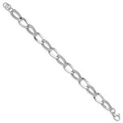 14k White Gold Polished Fancy Link Bracelet