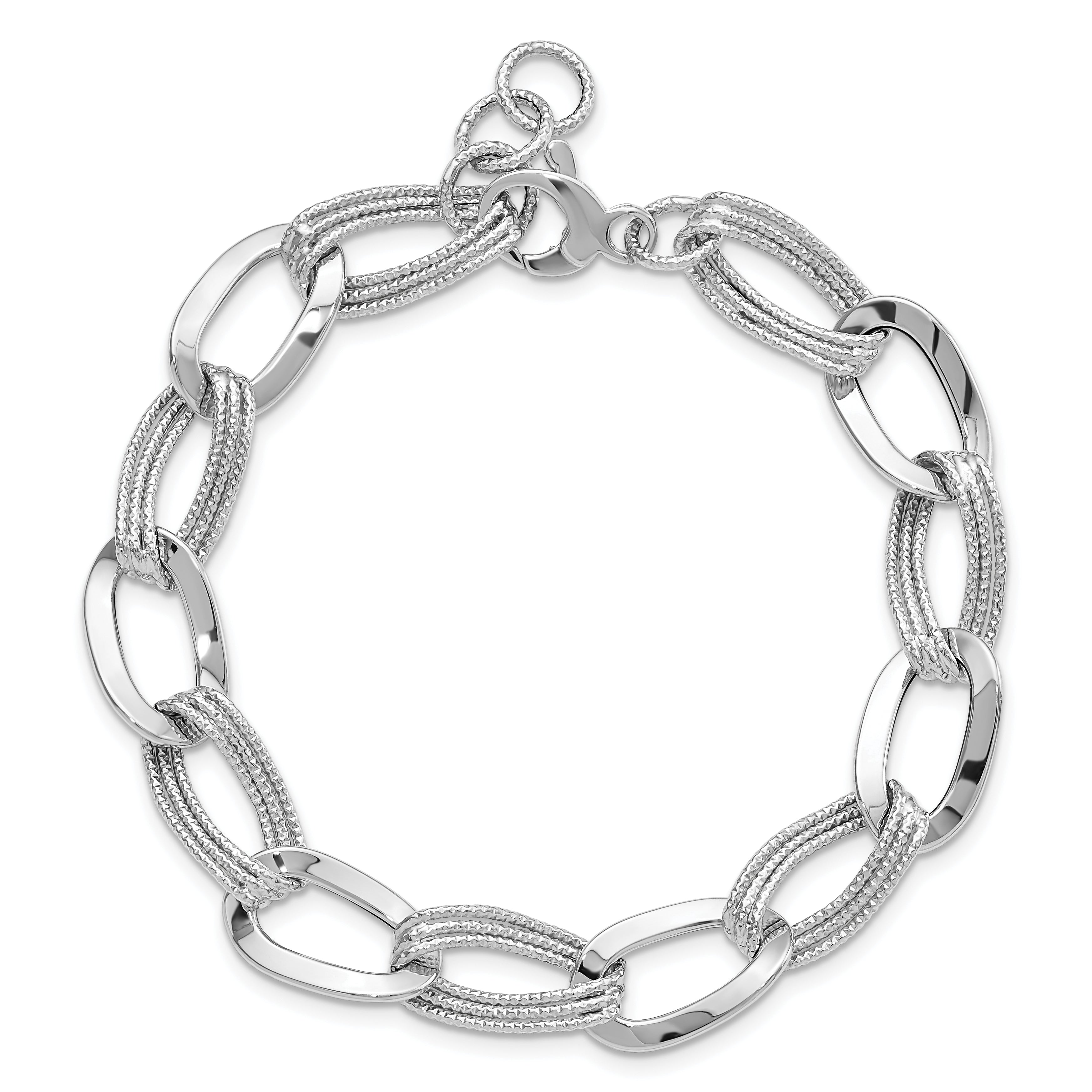 14k White Gold Polished Fancy Link Bracelet