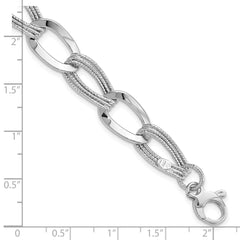 14k White Gold Polished Fancy Link Bracelet