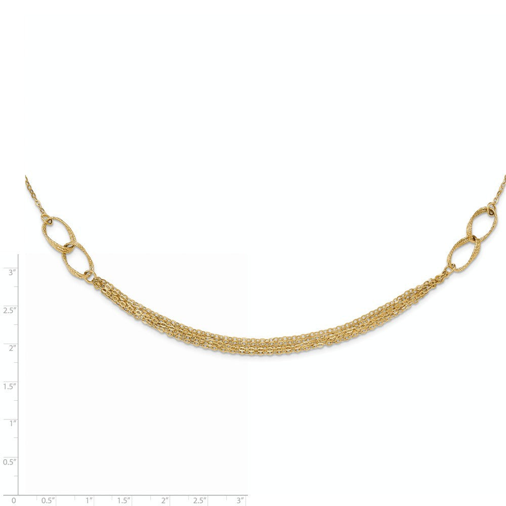 14K Polished and Textured Fancy Link Necklace