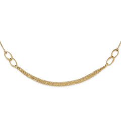 14K Polished and Textured Fancy Link Necklace