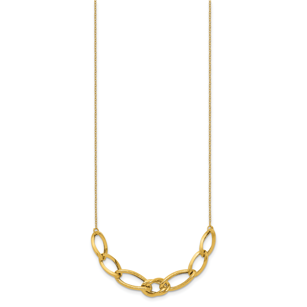 Sophia Jewelers 14K Gold Fancy Link Necklace with Polished Texture