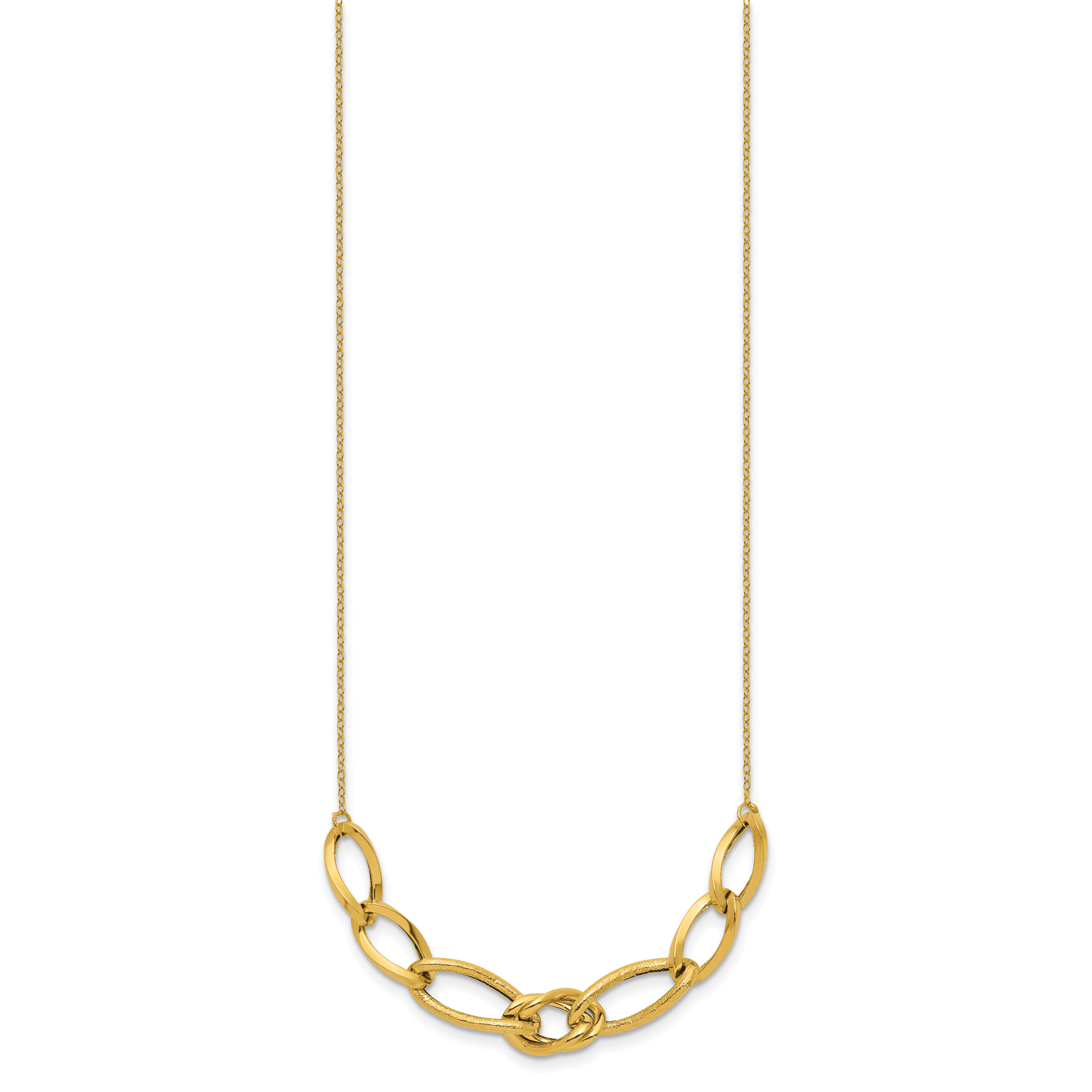 Sophia Jewelers 14K Gold Fancy Link Necklace with Polished Texture