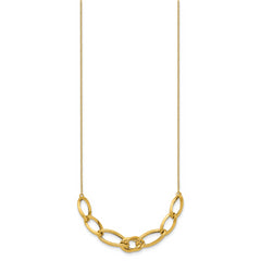 Sophia Jewelers 14K Gold Fancy Link Necklace with Polished Texture - 17.5