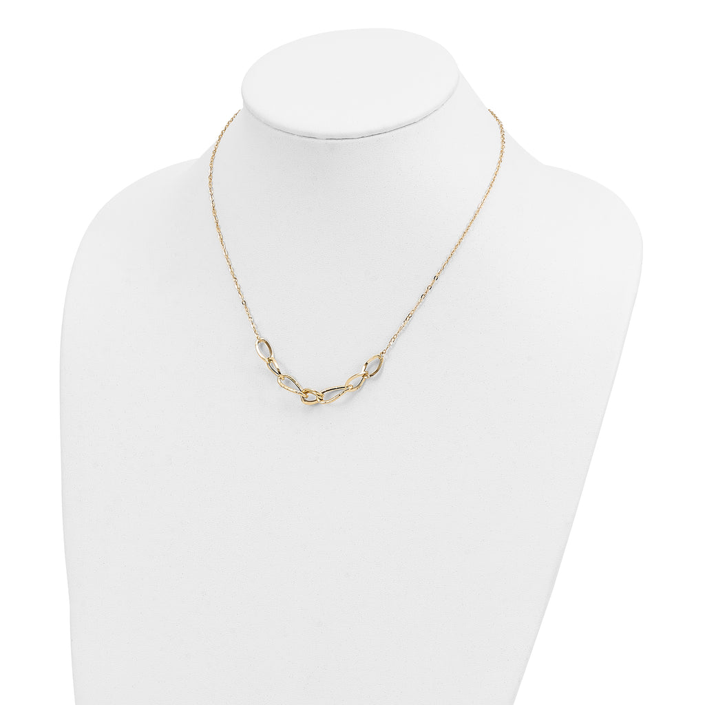 Sophia Jewelers 14K Gold Fancy Link Necklace with Polished Texture