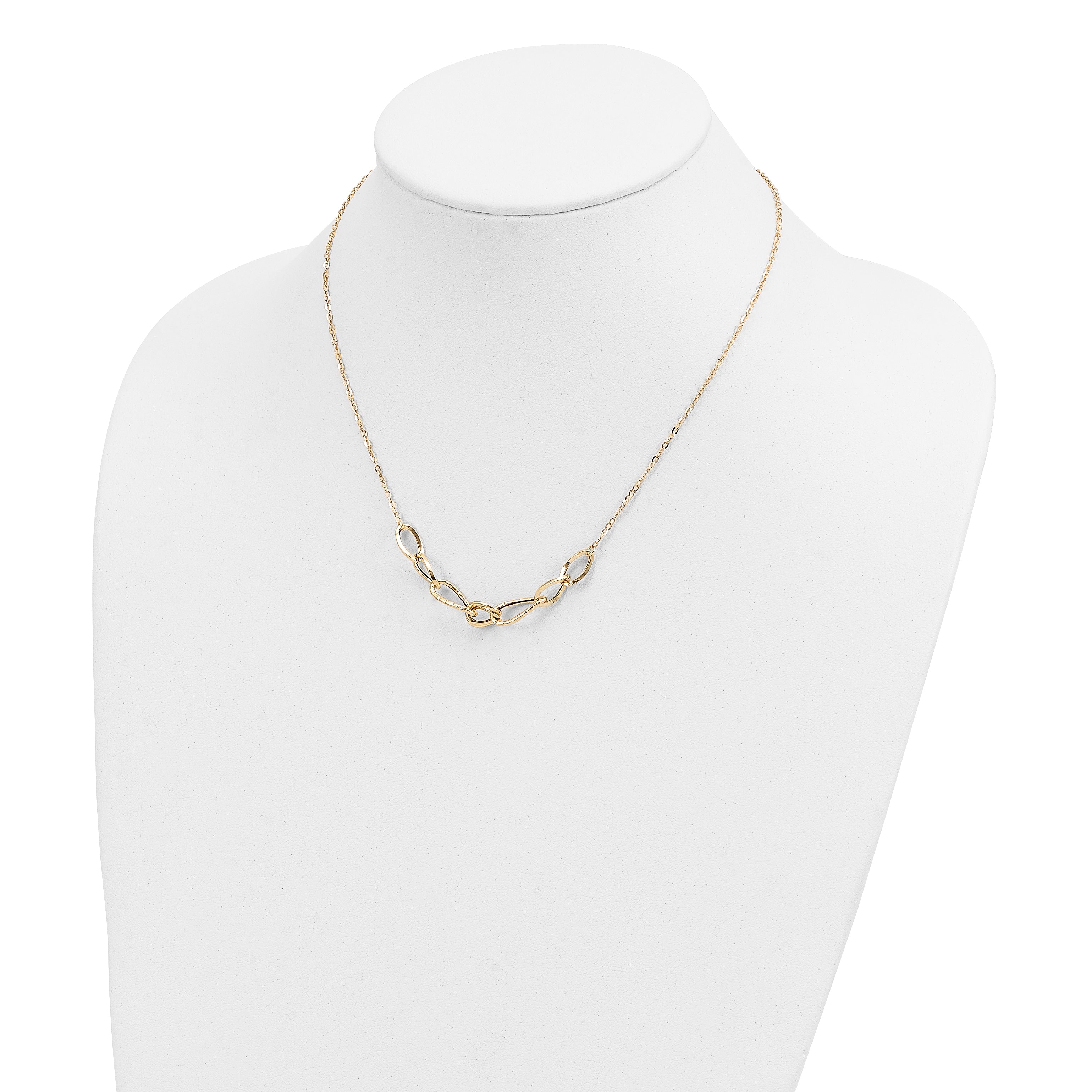 Sophia Jewelers 14K Gold Fancy Link Necklace with Polished Texture