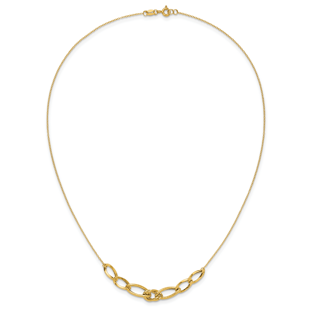 Sophia Jewelers 14K Gold Fancy Link Necklace with Polished Texture