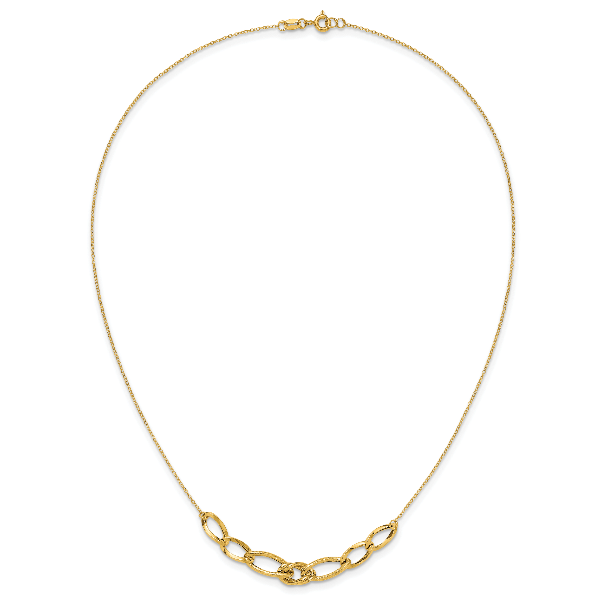 Sophia Jewelers 14K Gold Fancy Link Necklace with Polished Texture