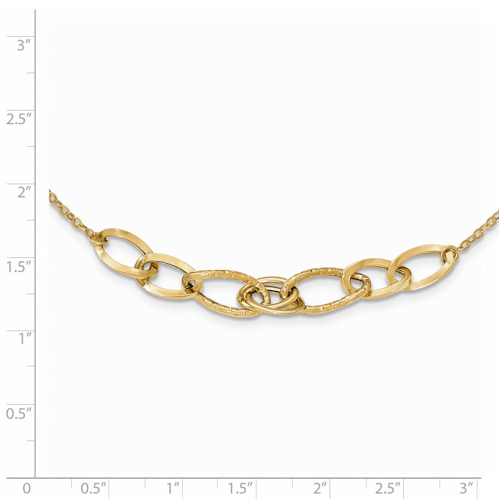 Sophia Jewelers 14K Gold Fancy Link Necklace with Polished Texture