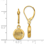 14K Gold Diamond-Cut Leverback Earrings with Brushed Finish