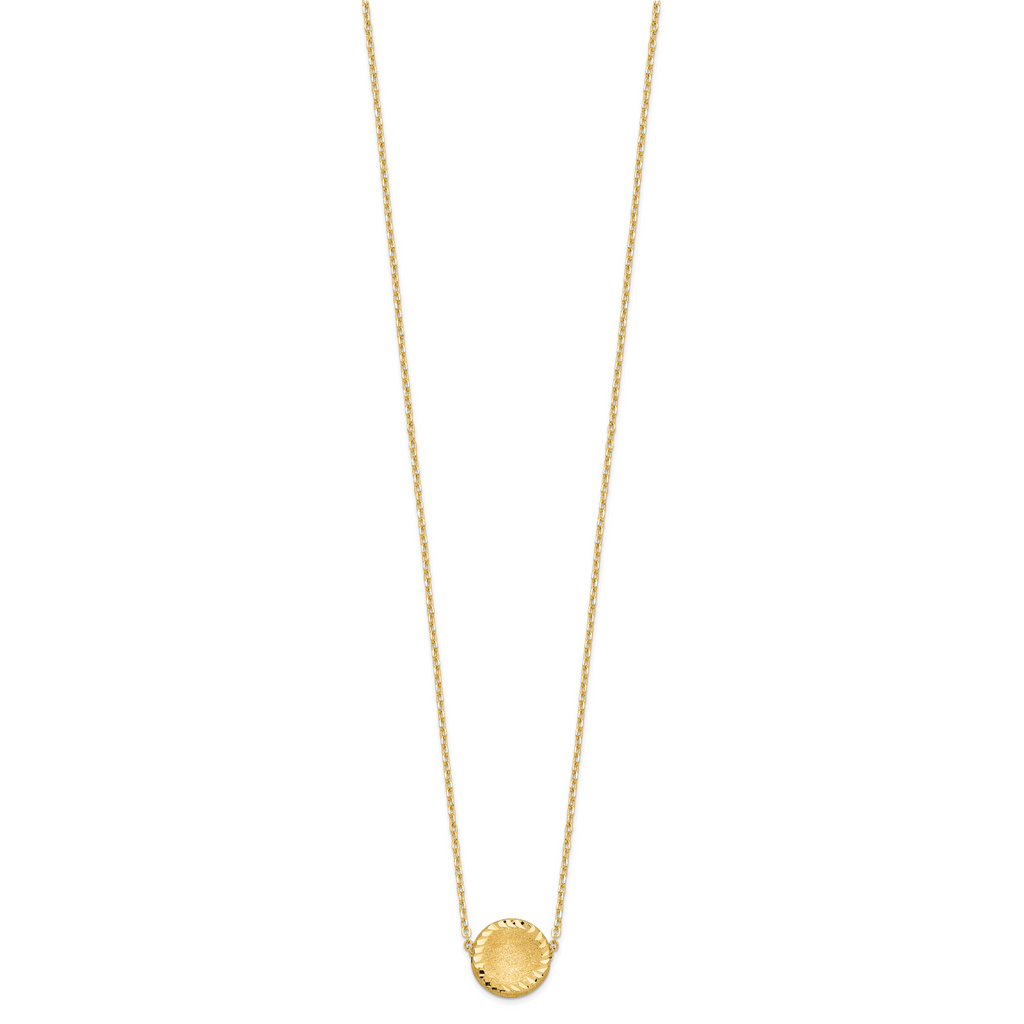 Sophia Jewelers 14K Gold Circle Necklace with Polished Brushed Finish