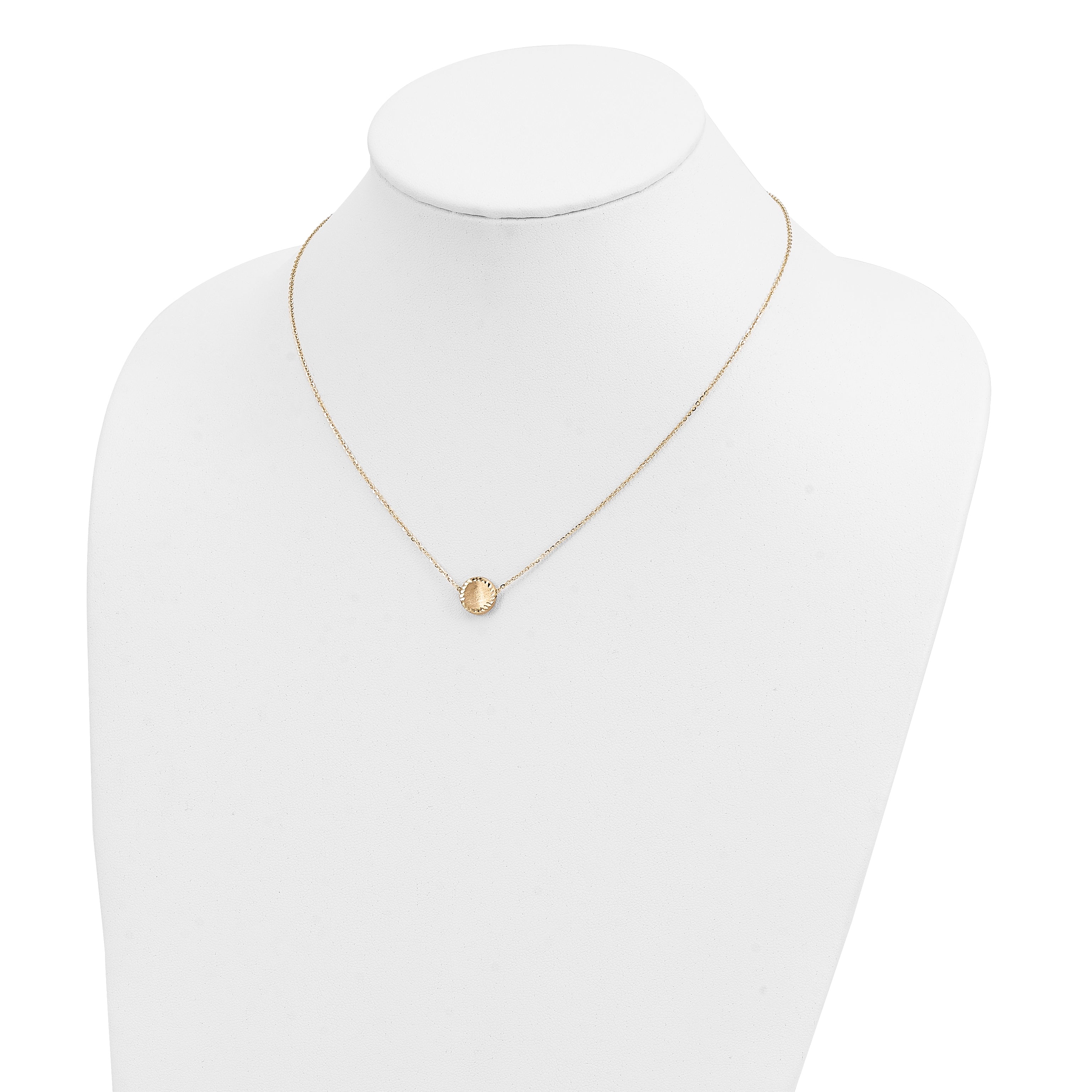 Sophia Jewelers 14K Gold Circle Necklace with Polished Brushed Finish