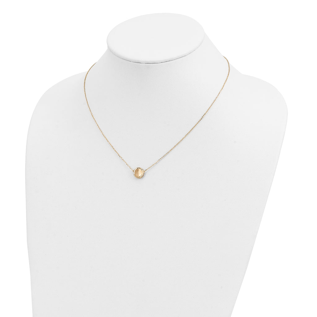 Sophia Jewelers 14K Gold Circle Necklace with Polished Brushed Finish