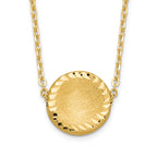 14k Brushed Polished & D/C Circle Necklace