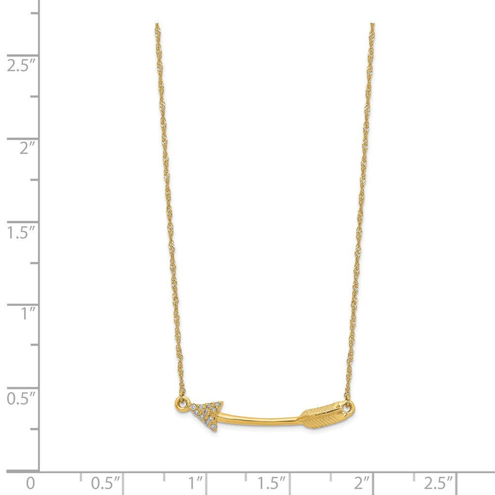 14K Polished Diamond Arrow Necklace