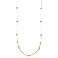 14K Tri-Color Gold Beaded Necklace with Polished Elegant Finish - 18