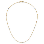 14K Tri-Color Gold Beaded Necklace with Polished Elegant Finish