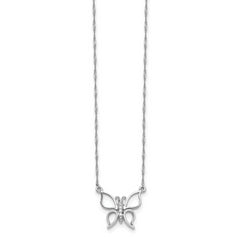 14K White Gold Butterfly Necklace with Rhodium Polished Finish  Elegant Women's Jewelry