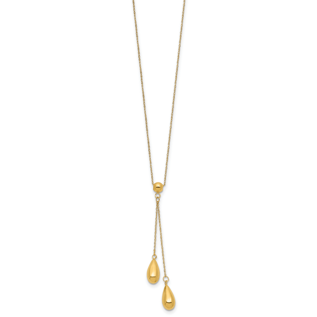 Sophia Jewelers 14K Gold Polished Bead Dangle Necklace for Women