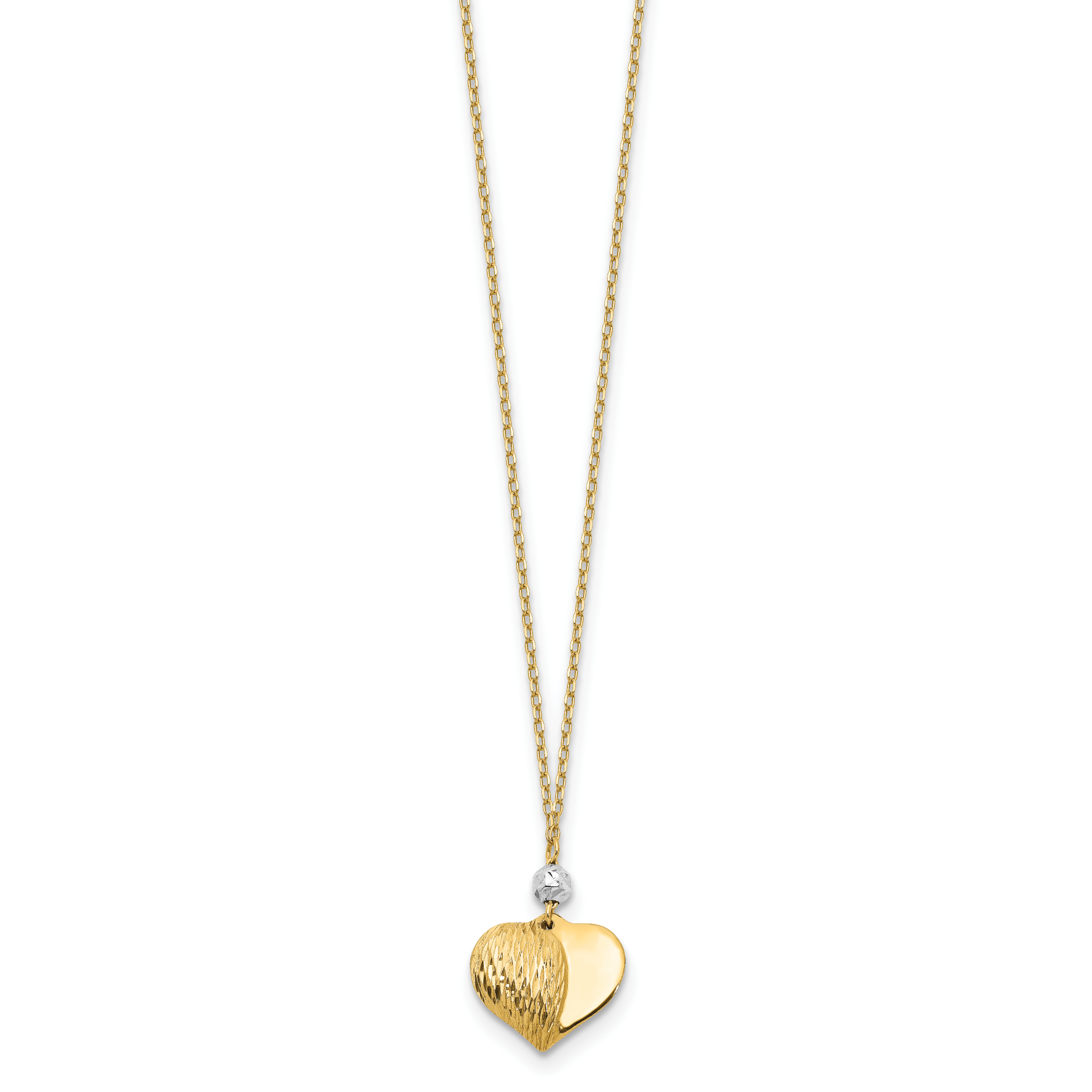 14K Two Tone Polished Heart Necklace Elegant Women's 18 Inch Design Secondary image