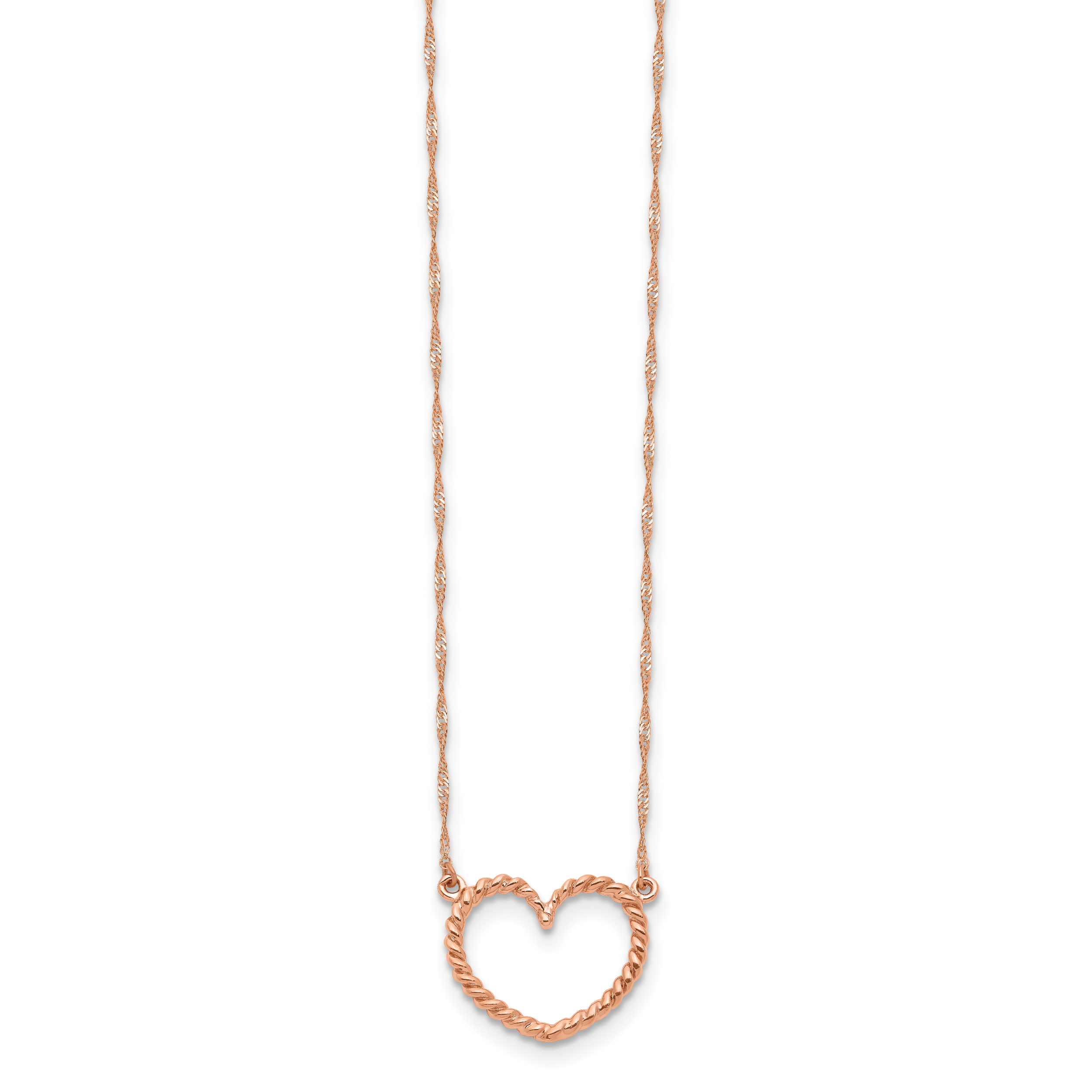 14K Rose Gold Heart Necklace with Polished Textured Finish Secondary image