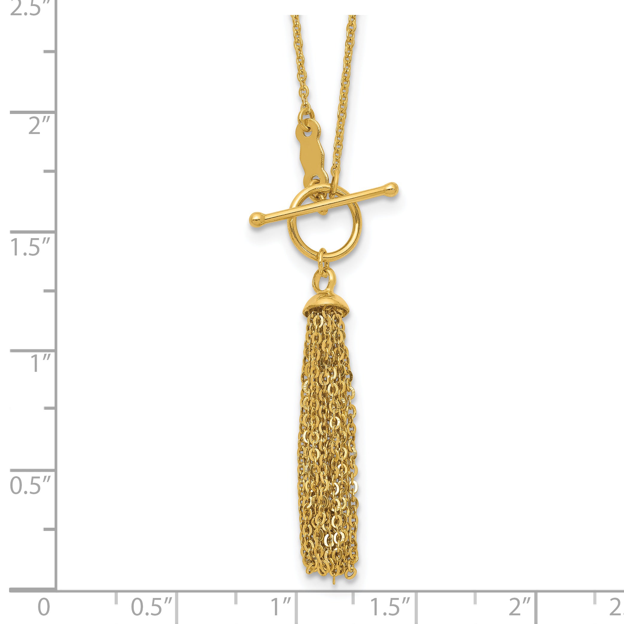 14K Cable Chain Tassel Toggle Necklace