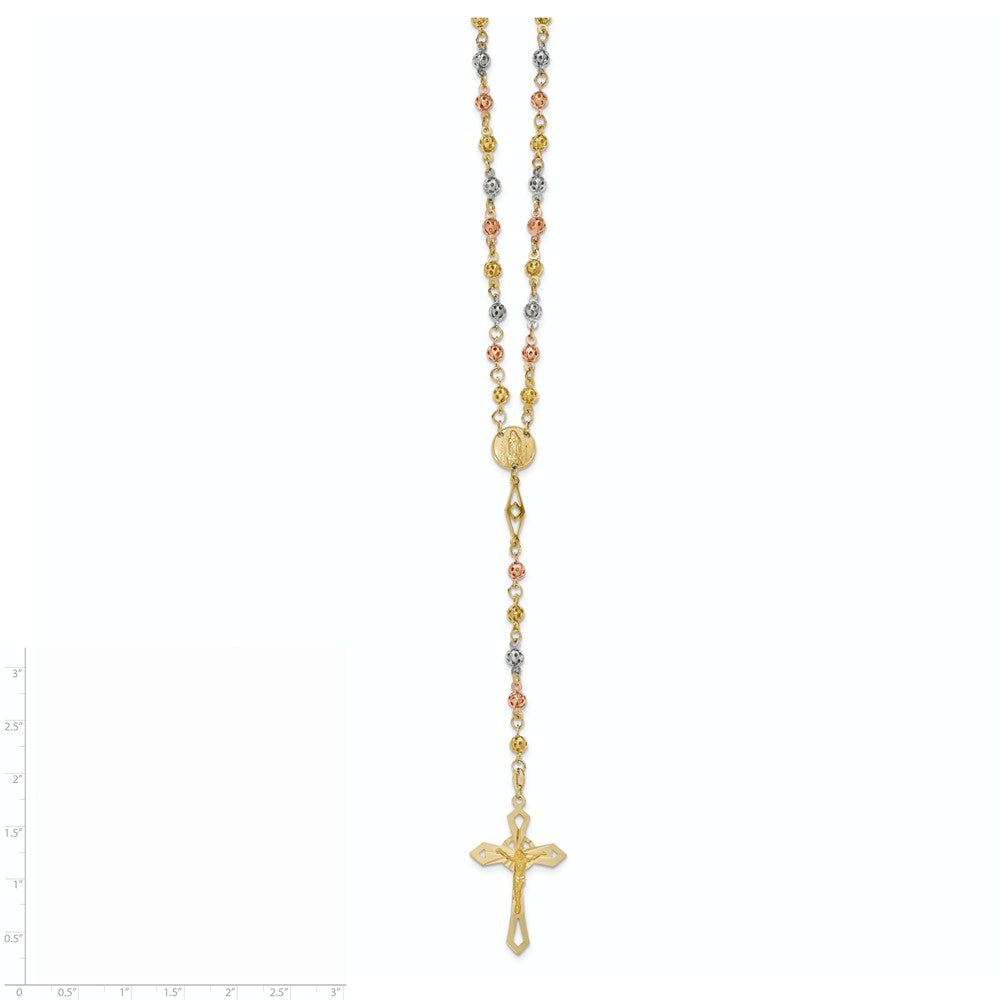 14K Tri-color 24in 4.00mm Beads Rosary