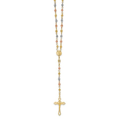 14K Tri-color 24in 4.00mm Beads Rosary