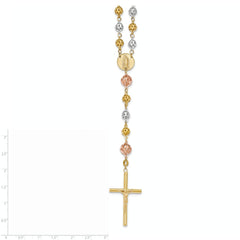 14K Tri-color 28in 6.00-8.00mm Beads Rosary
